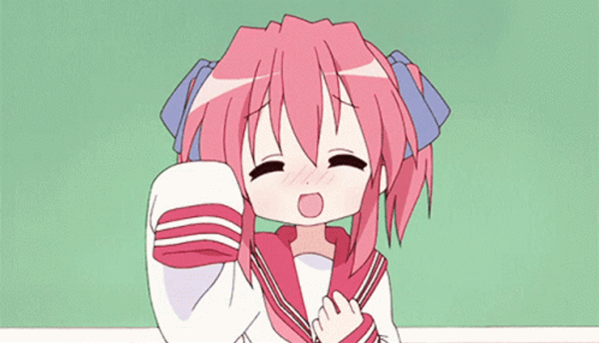 Lucky Star Kobayakawa Yutaka Shy Smile Wave GIF