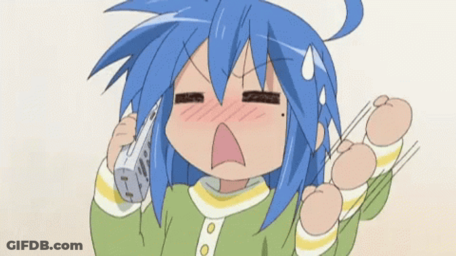 Lucky Star Konata Izumi Phone Call Shy GIF