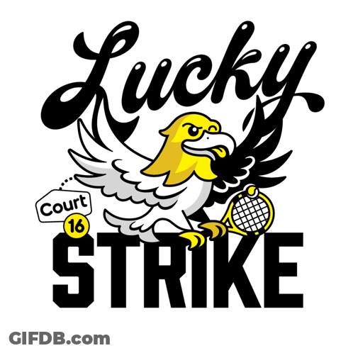 Lucky Strike Logo Eagle Holding Tennis Racket GIF