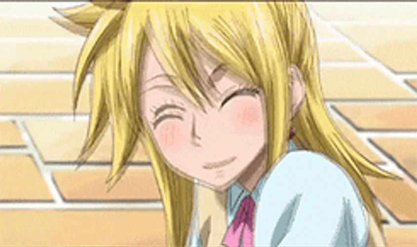 Lucy Heartfilia Blushing Nod GIF