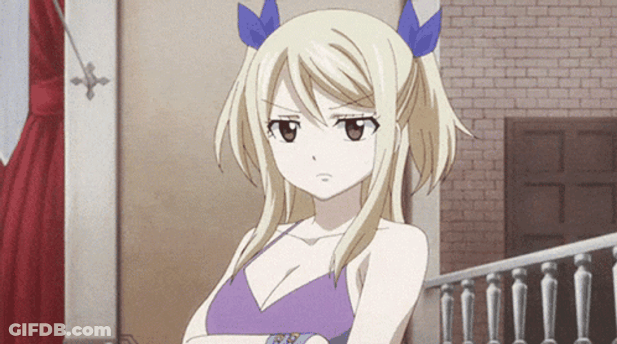 Lucy Heartfilia Fairy Tail Thinking GIF