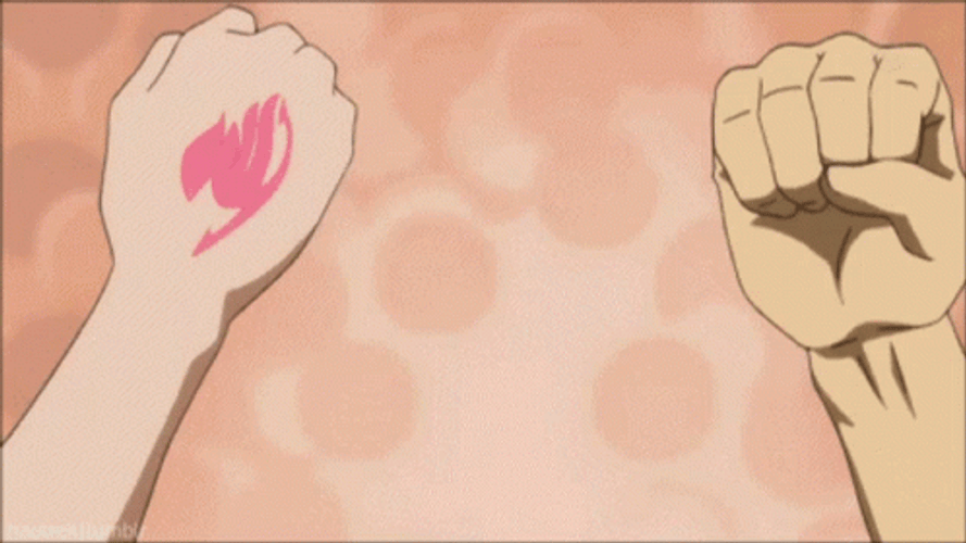 Lucy Heartfilia Natsu Handshake GIF