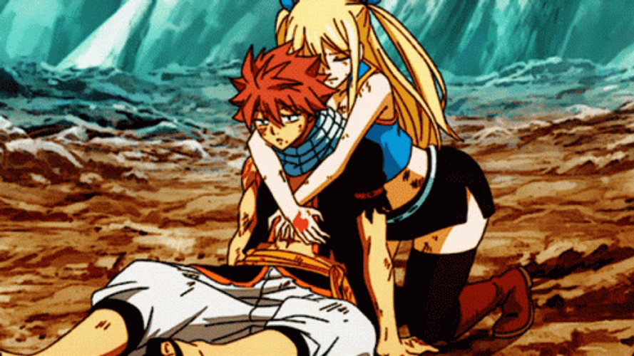Lucy Heartfilia Natsu Hug GIF