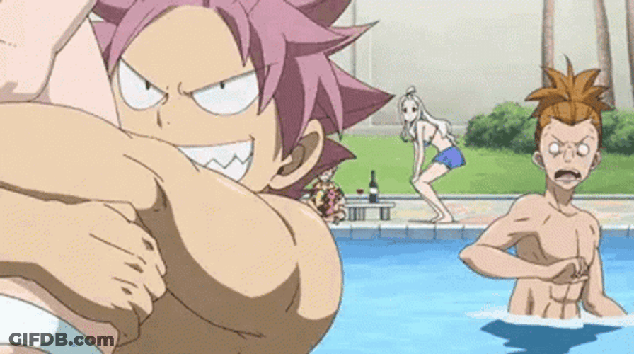 Lucy Heartfilia Natsu Pool Splash GIF