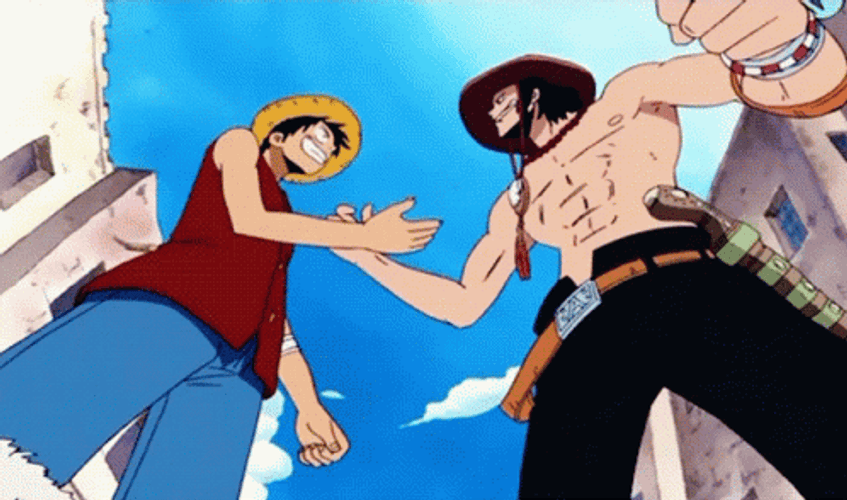 Luffy & Ace Handshake GIF