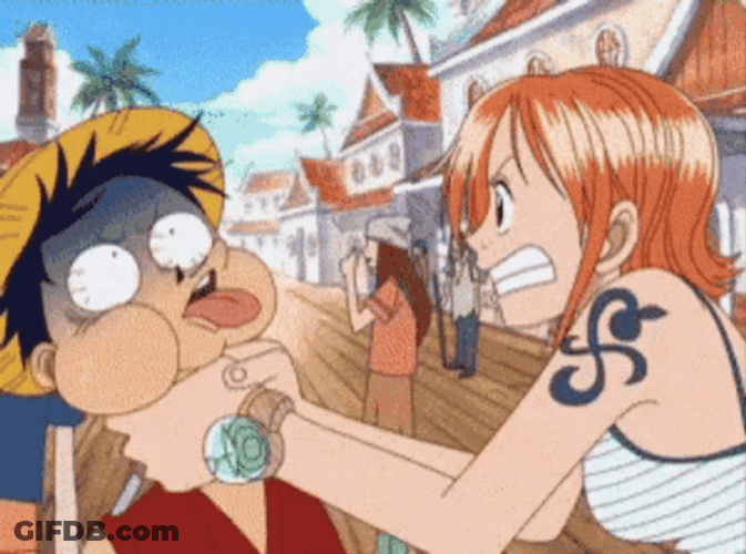 Luffy Choking With Nami GIF