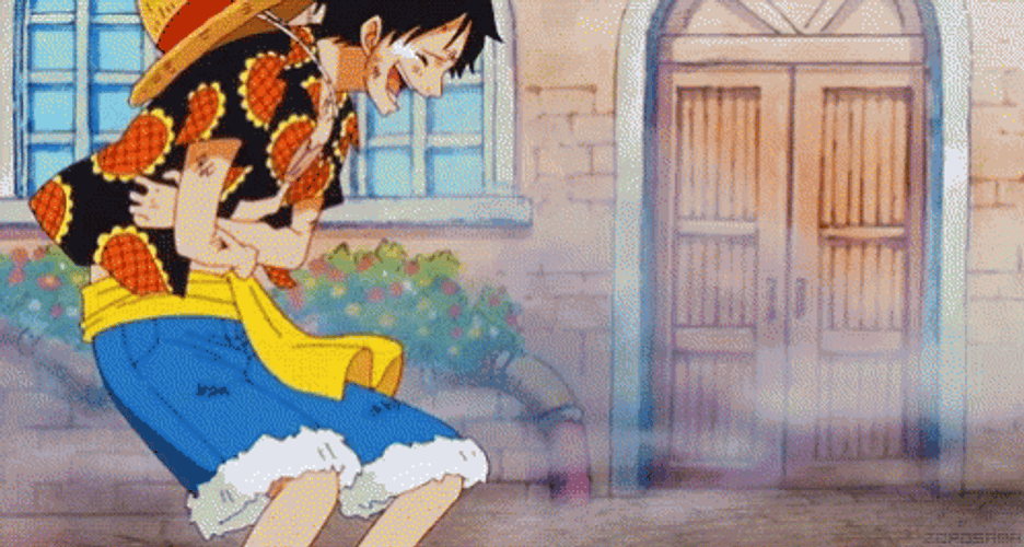 Luffy Crying & Laughing Out Loud GIF
