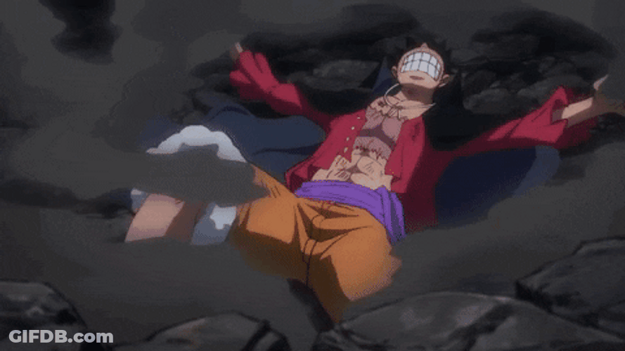 Luffy Fighting And Falling To The Ground GIF