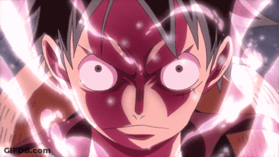 Luffy Fighting Scene Showing His Pink Aura GIF