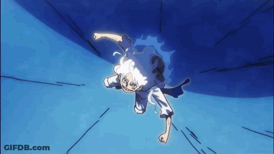 Luffy Fighting Using Gear 5 GIF