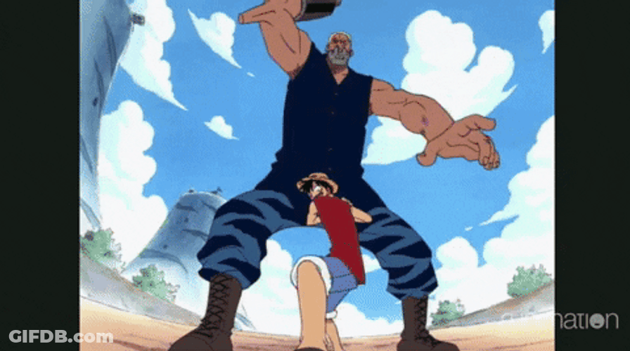Luffy Fighting With Koby And Meppo GIF