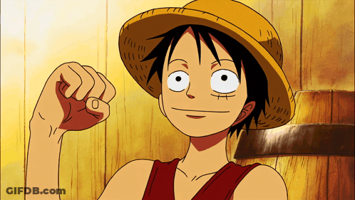 Luffy From One Piece In Straw Hat And Red Shirt GIF