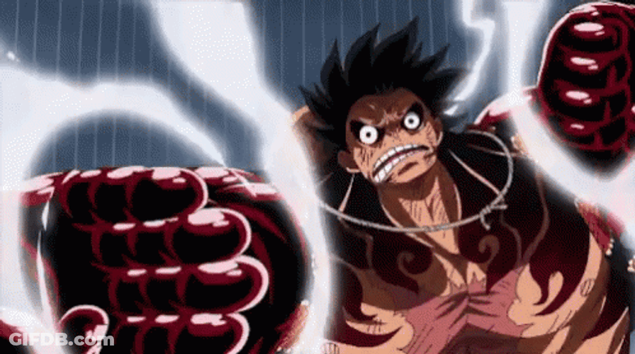 Luffy Gear 4 Jumping With Serious Face GIF