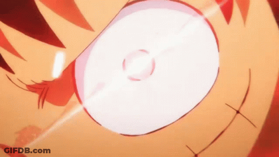 Luffy Gear 5 Startled Then Smile GIF