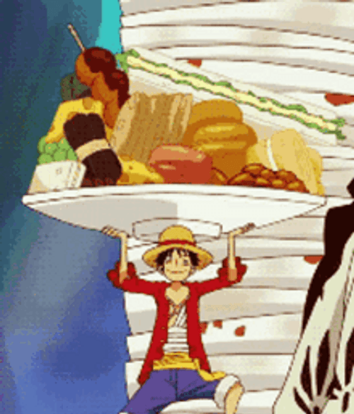 Luffy Happy Food GIF