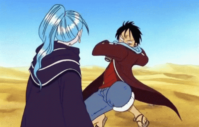 Luffy Jumping Punch Nefertari Vivi GIF