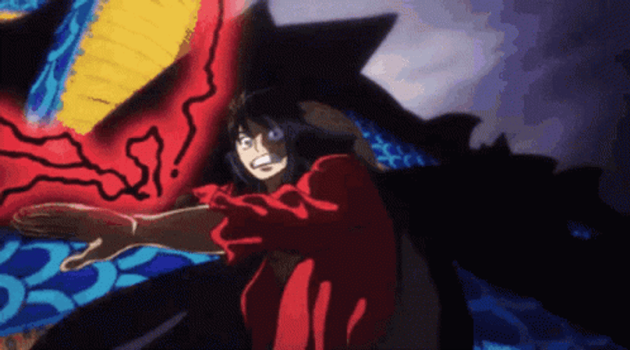 Luffy Versus Kaido Haki Battle GIF