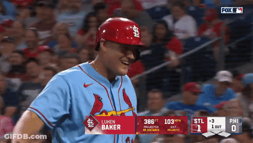 Luhen Baker In Blue Cardinals Jersey GIF
