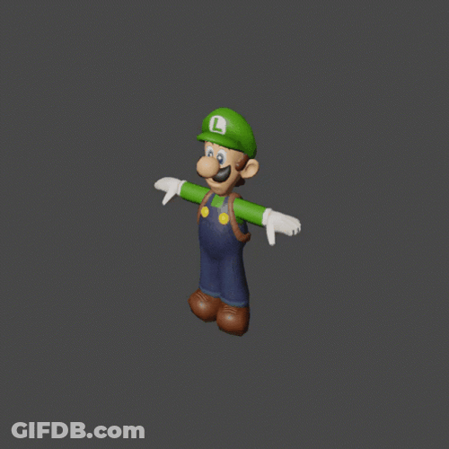 Luigi 3D Model Spin 360 View GIF