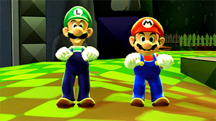 Luigi And Mario Dancing In Sync GIF