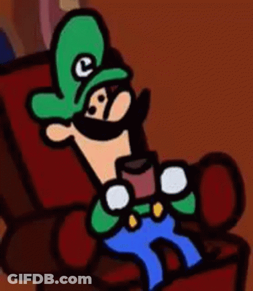 Luigi Chilling Drinking Coffee GIF