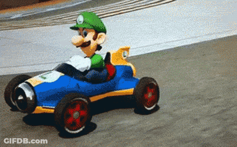 Luigi Driving By In Cart GIF