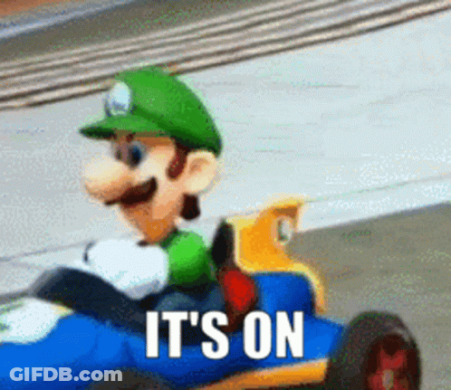 Luigi Driving Kart Saying It's On GIF