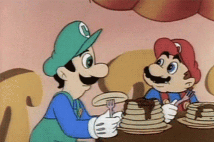 Luigi Eating Pancake GIF