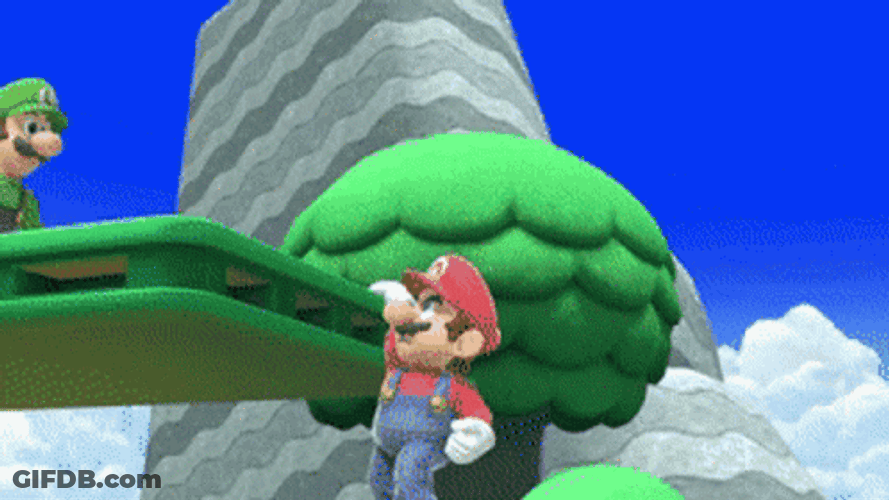 Luigi Kicking Down Mario GIF