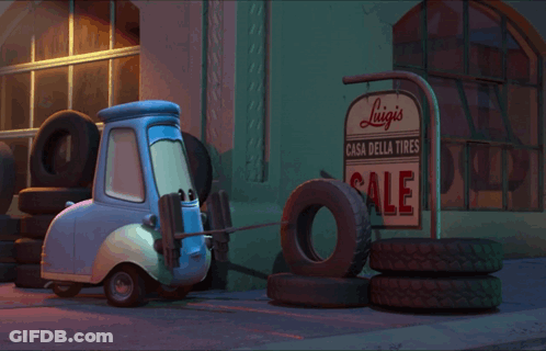 Luigi's Casa Della Tires Sign GIF