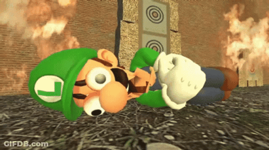 Luigi Terrified Fire Accident GIF