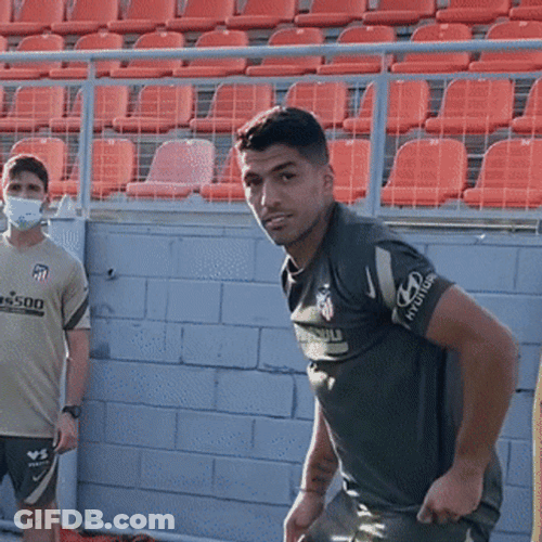 Luis Suarez Hand Waving GIF