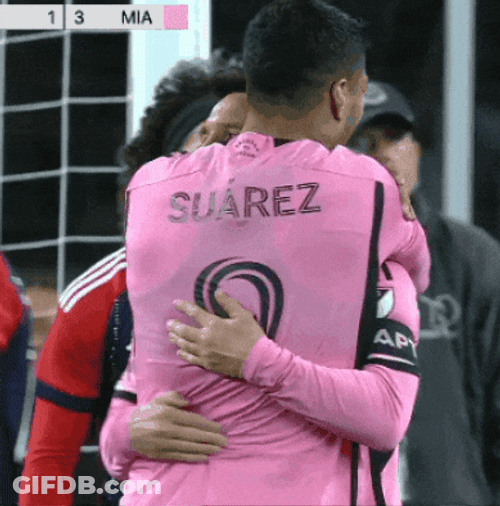 Luis Suarez Hug Messi GIF