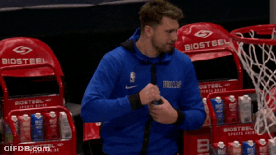 Luka Doncic Failed Fist Bump Drink GIF