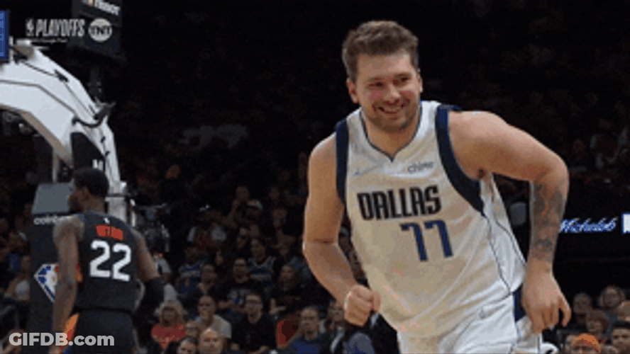 Luka Doncic Happy Running Slow Motion GIF