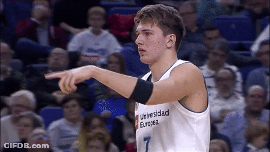 Luka Doncic Pointing Finger Basketball Game GIF