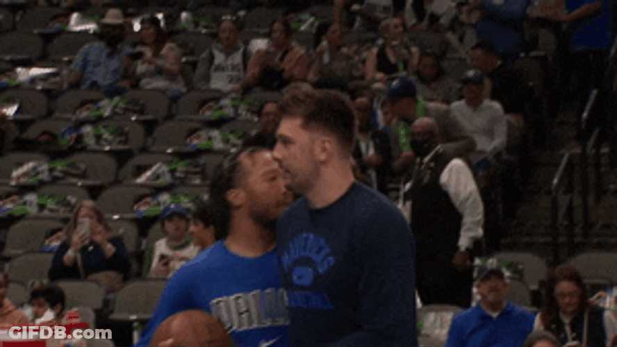 Luka Doncic Shoulder Bump Faking Pain GIF