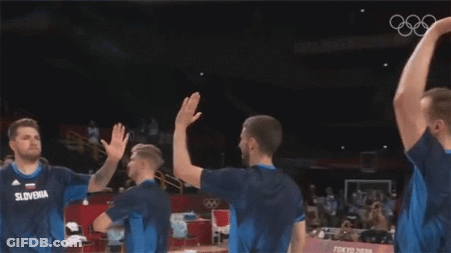 Luka Dončić Team High Five GIF