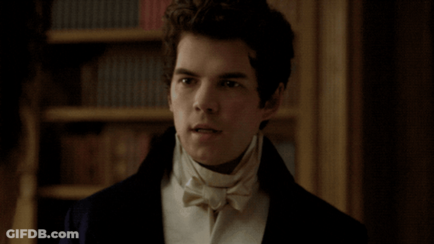 Luke Newton Colin Bridgerton Swallowing Nervously GIF