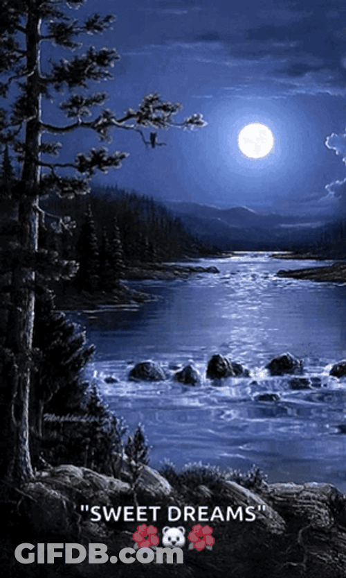 Luminous Blue Moon From Afar GIF