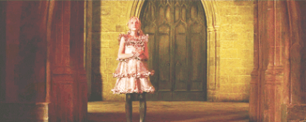 Luna Lovegood Wearing A Dress While Waiting GIF