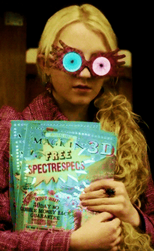 Luna Lovegood Wearing Her Odd Glasses GIF