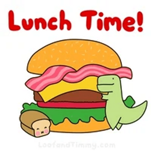 Lunch Time Burger Bacon Cute Dinosaur GIF