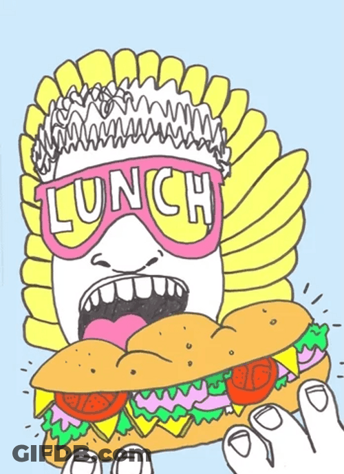 Lunch Time Sunglasses Hungry Diner Burger GIF