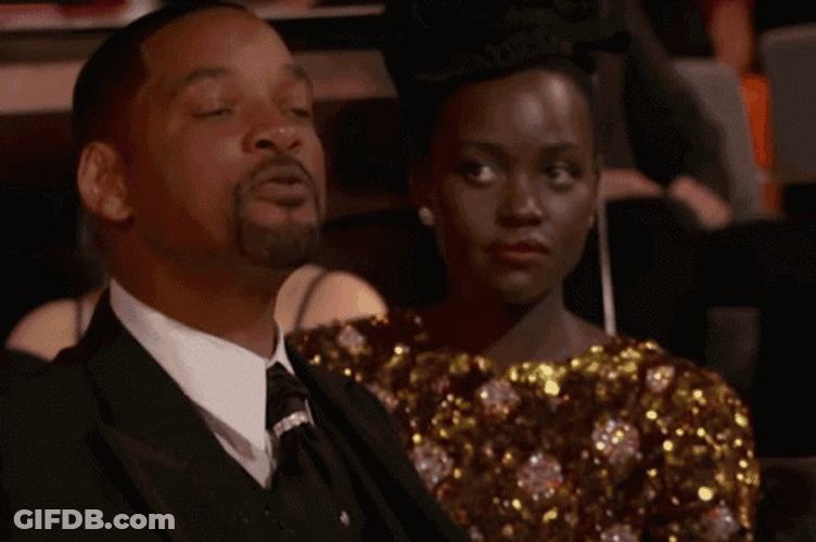 Lupita Nyong'o And Will Smith At Oscars GIF
