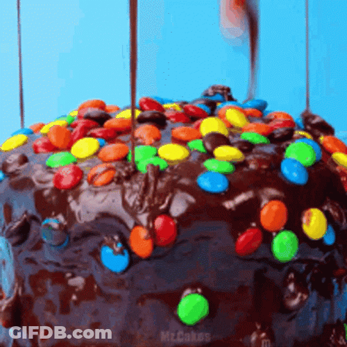 Luscious Chocolate Moist Cake Candy Toppings GIF