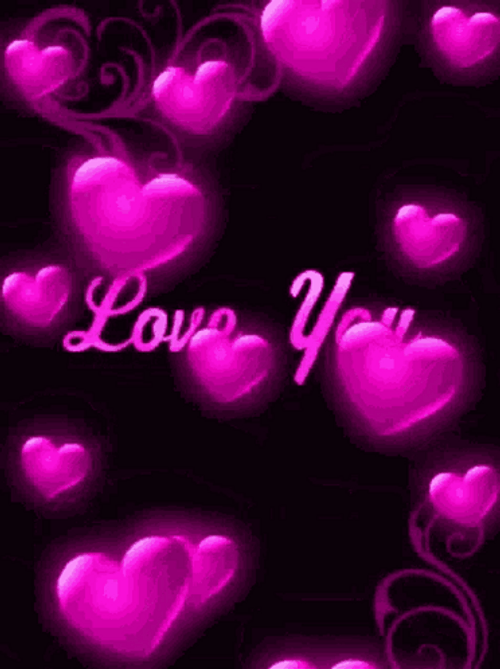 Luv U Aesthetic Falling Purple Hearts GIF
