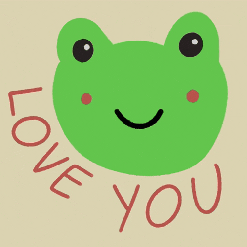 Luv U Cute Green Frog Emoji GIF