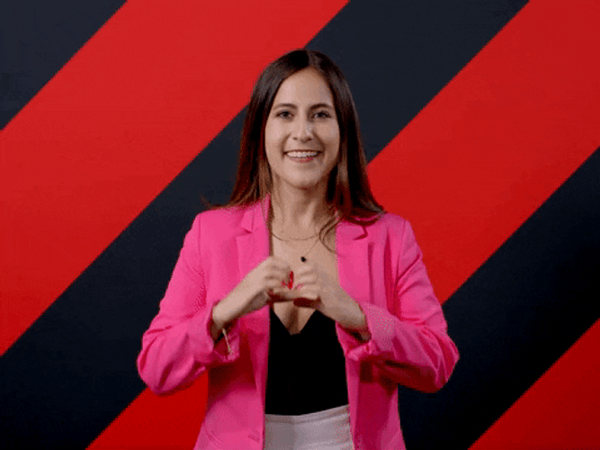 Luv U Cute Lady Hand Heart Sign GIF