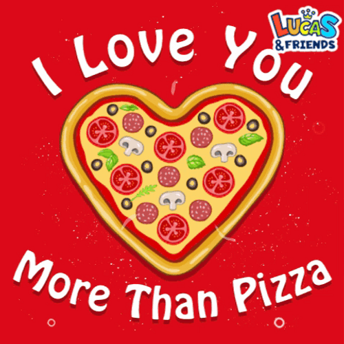 Luv U Heart Pizza Graphics Art GIF